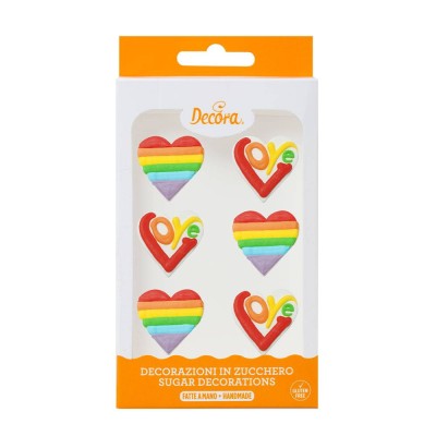 DECORA ESTUCHE SET DE 6 CORAZONES AZUCAR IRIS