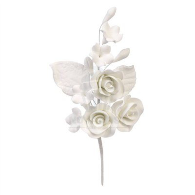 MODECOR Set of 4 Elegant White Rose Bouquets 22cm