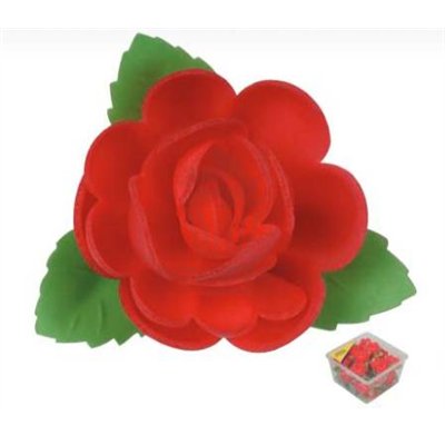 Edible Flowers: Set of 24 Red Wafer Roses 50mm