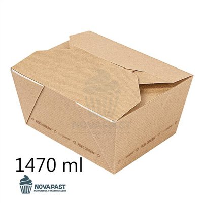 Microwavable Kraft Boxes 1470ml - Set of 50 for Pastry