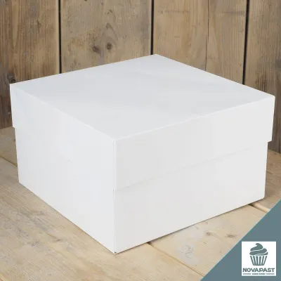 "FunCakes Caja de Tarta Blanca con Tapa 30x30x15cm - Ideal para Repostería"