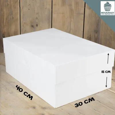 "FunCakes Caja para Tarta Blanca con Tapa, 40x30x15cm - Ideal para Repostería"