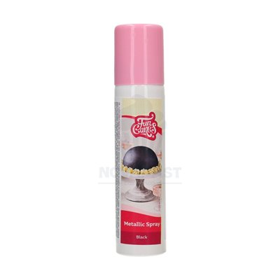 FUNCAKES Spray Comestible Metálico Negro 100 ml - Brillo Perfecto