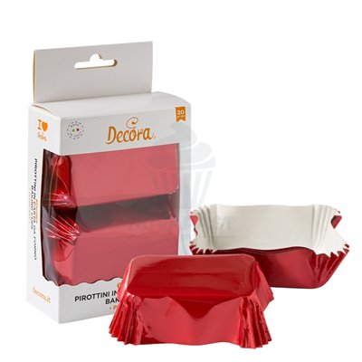 Cups Plum Cake Vermelhos 80x50x32mm - Decora Set 20 Peças