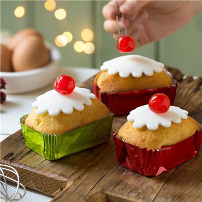 Set de 20 moules rouges pour plum cake 80x50x32mm