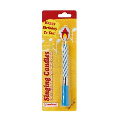 Vela Musical Azul "Feliz Aniversário" - Modecor