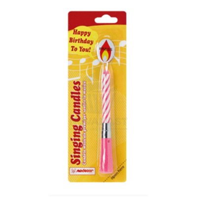 Vela Musical Rosa "Feliz Aniversário" - Modecor