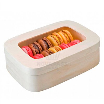 Tabuleiro de Madeira Natural para Macarons 18x13cm