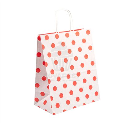 Bolsas com Asas Topos Vermelhos 26x32+14 cm - Conjunto 50