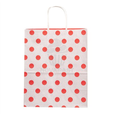 Bolsas com Asas Topos Vermelhos 26x32+14 cm - Conjunto 50