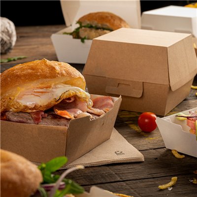 Kraft Burger Boxes 13x12.5x9 cm - Pack of 50