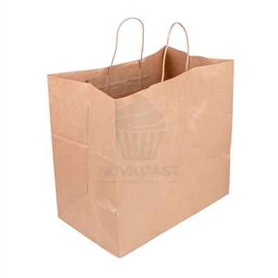 Sacs kraft marron avec anses 36x33,5+21cm - Lot de 50