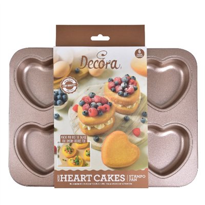 "Molde Antiadherente Decora de 6 Cavidades en Forma de Corazón 9,5"