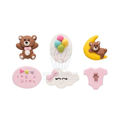 Set Décoration Rose Fille - 6 Pièces en Sucre