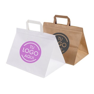 WIDE BOTTOM SPECIAL SAKY FLAT HANDLE PAPER BAGS