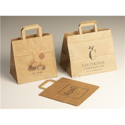 "Bolsas de Papel Saky con Asa Plana: Fondo Ancho"