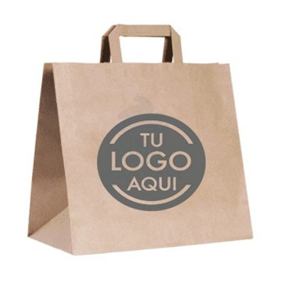 "Bolsas de Papel Saky con Asa Plana: Fondo Ancho"