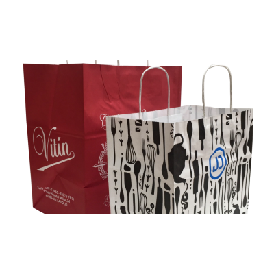 WIDE BOTTOM SPECIAL SAKY CURLY HANDLE PAPER BAGS