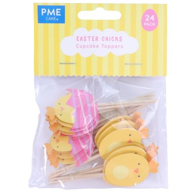 PME SET OF 24 CHICK TOPPER STICKS FOR SWEETS