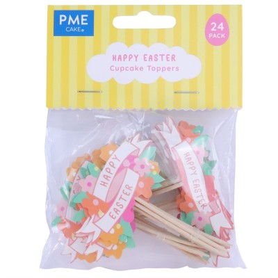 PME SET OF 24 HAPPY EASTER SWEET TOPPER STICKS