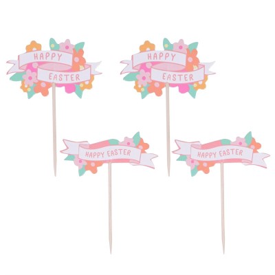 PME SET OF 24 HAPPY EASTER SWEET TOPPER STICKS
