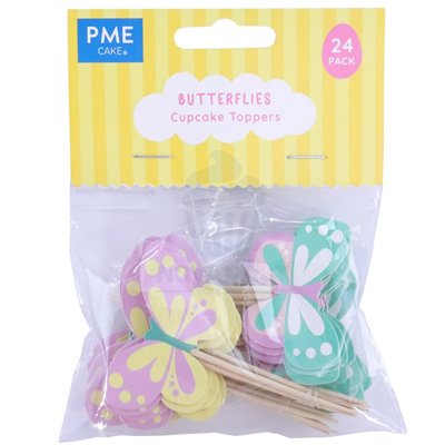 "Set PME de 24 Toppers Stick: Adornos de Mariposas para Dulces"