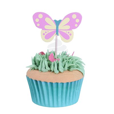 "Set PME de 24 Toppers Stick: Adornos de Mariposas para Dulces"