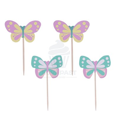 "Set PME de 24 Toppers Stick: Adornos de Mariposas para Dulces"