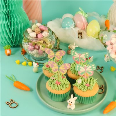 "Set PME de 24 Toppers Stick: Adornos de Mariposas para Dulces"