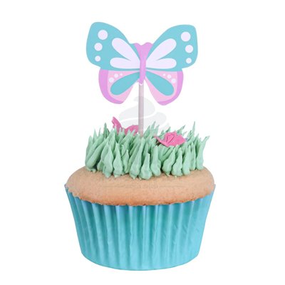 "Set PME de 24 Toppers Stick: Adornos de Mariposas para Dulces"
