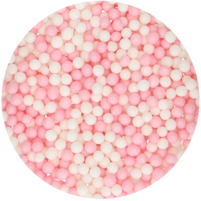 FUNCAKES Perlas blandas de azúcar "Blanco y rosa" (60 gr)
