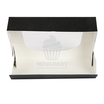 Caixa Snack com Janela Preta 19,7x9x4,5 cm