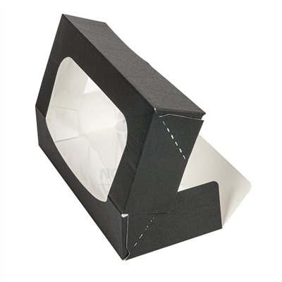Boîte Snack Noire avec Fenêtre 19,7x9x4,5 cm
