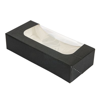 Boîte Snack Noire avec Fenêtre 19,7x9x4,5 cm