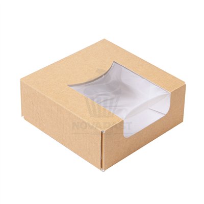 Boîte Snack Kraft avec Fenêtre 10x10x4 cm
