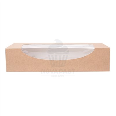 Caixa Kraft com Janela 19,7x9x4,5 cm - Ideal para Snacks