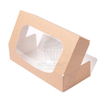 Caixa Kraft com Janela 19,7x9x4,5 cm - Ideal para Snacks
