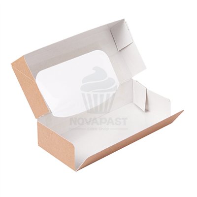 Caixa Kraft com Janela 19,7x9x4,5 cm - Ideal para Snacks