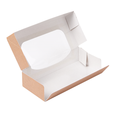 "Caja Snack con Ventana Kraft GDP - Ideal para Pastelería 19,7x9x4,5 cm"