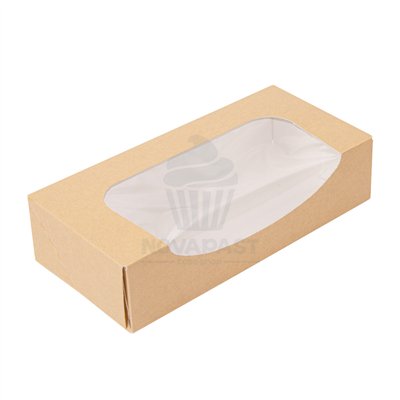 Caixa Kraft com Janela 19,7x9x4,5 cm - Ideal para Snacks