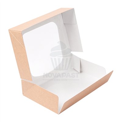 "Caja Snack con Ventana Kraft - Ideal para Pastelería 17,5x12x4,5 cm"