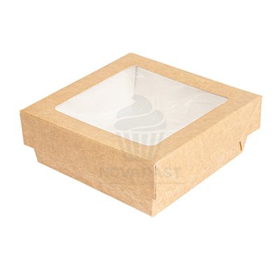 Boîte Kraft avec Fenêtre 10x10x4 cm - Élégance Naturelle