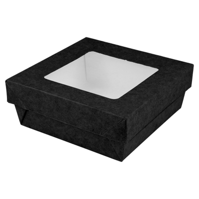 GDP BOX + SEPARATE LID WITH BLACK WINDOW 10X10X4 CM