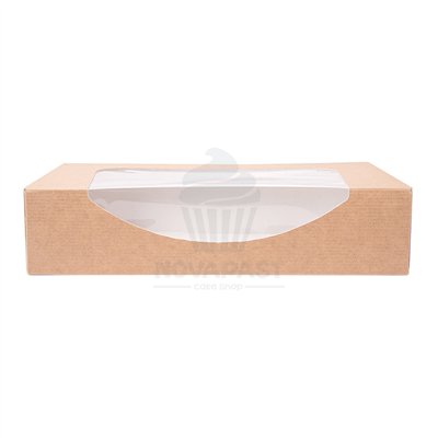 "Caja Snack con Ventana Kraft - Ideal para Pastelería 19,7x12x4,5 cm"