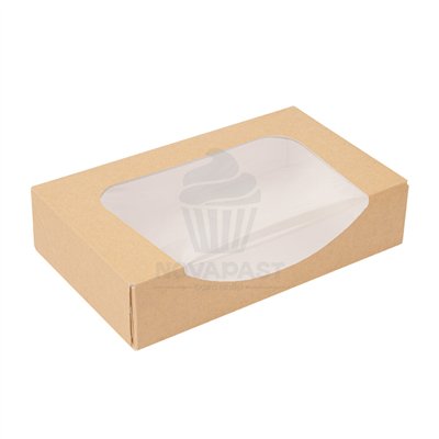 "Caja Snack con Ventana Kraft - Ideal para Pastelería 19,7x12x4,5 cm"