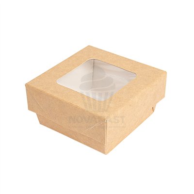 Boîte kraft avec fenêtre 7x7x4cm - Élégance naturelle