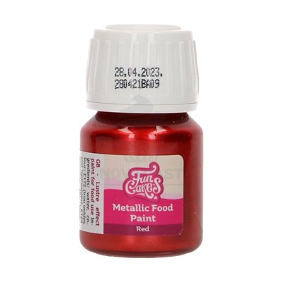 Peinture Alimentaire Métallique Rouge 30ml - FunCakes