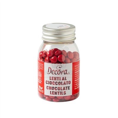 DECORA Mini Lentejas Chocolate Leche Rojas 80g: Dulzura única