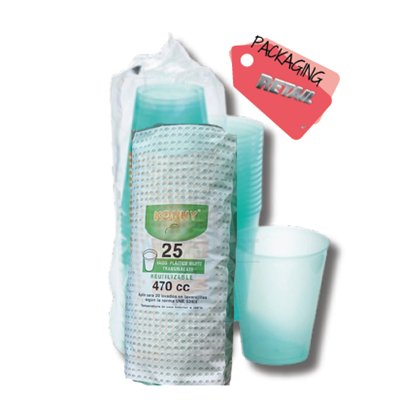 "Set de 25 Vasos SN Mojito 470ml - Color Verde Agua para Coctelería"