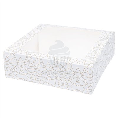 GDP CAJA PASTELERIA RAYADA C/VENTANA 28X28X10 CM